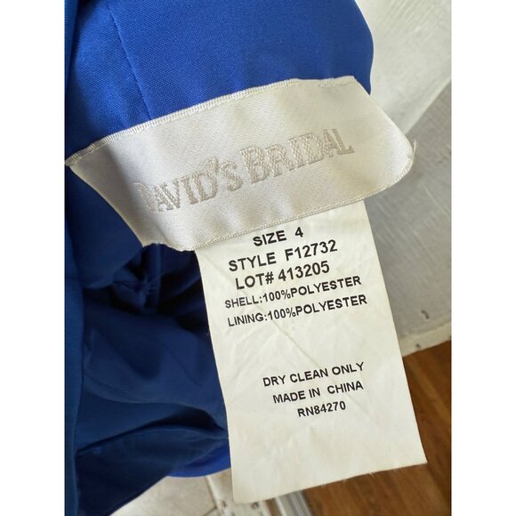 Vintage Davids Bridal Royal Blue Formal Maxi Dress Satin Chiffon Size 4 - Picture 8 of 14